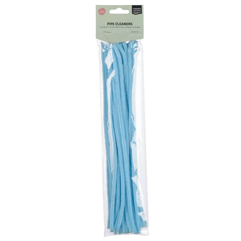 Chenille lyseblå piberensere 6mm 30cm