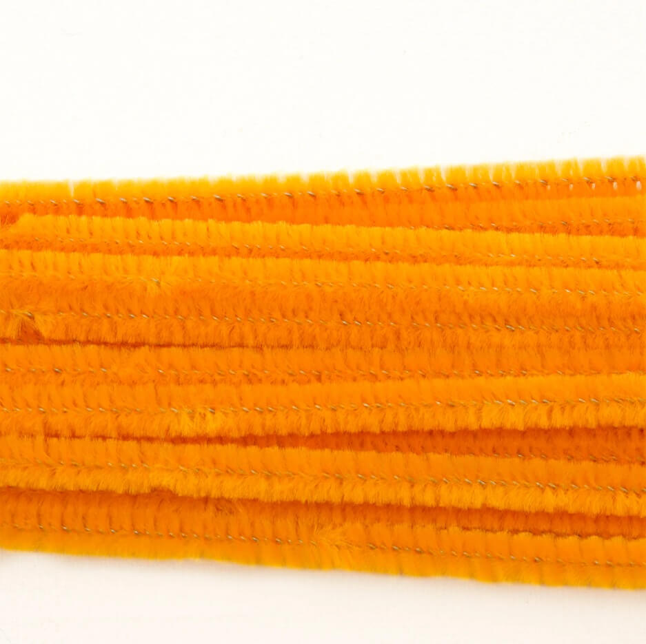 Chenille piberenser mørk guld 6mm 30cm