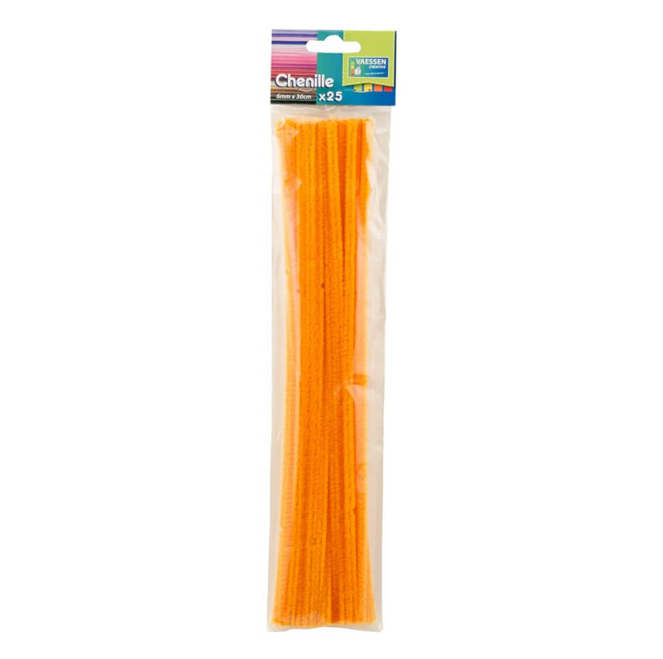 Chenille piberenser mørk guld 6mm 30cm