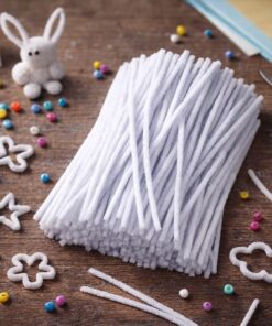 Hvide tynde piberensere 4.5mm x 15.5cm – 100 stk. samlet i et bundt.