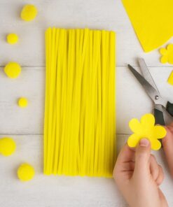 Gule tynde piberensere 4.5mm x 15.5cm – pakke med 100 stk. chenilletråde.