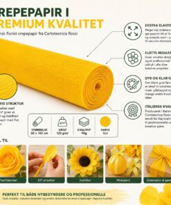 Cartotecnica Rossi crepepapir gul 50x150 cm 90g infografik med premium italiensk florist crepepapir til papirblomster og DIY projekter