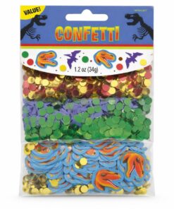 Dinosaur konfetti bordpynt 14g i pakke med farverigt mix af dinosaur figurer og konfetti til børnefødselsdag