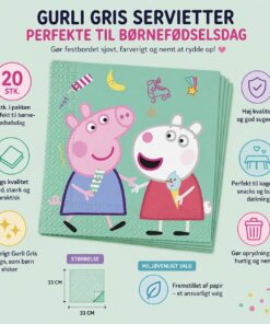 Infografik af Gurli Gris servietter 20 stk med størrelse 33x33 cm, 2-lags kvalitet og perfekt til børnefødselsdag
