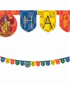 Harry Potter banner guirlande 2m med Happy Birthday og Hogwarts huse