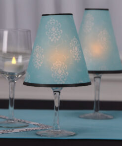 Blå og sorte vellum lampeskærme på glas med LED-lys – sæt med 8 DIY lampeskærme