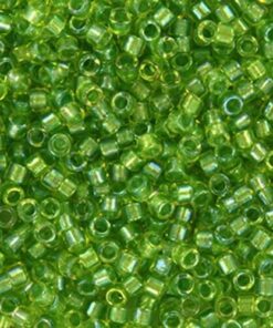 Miyuki Delica perler 11/0 Fancy Lined Chartreuse 2376 5g – japanske cylinderperler til perlevævning og smykkefremstilling