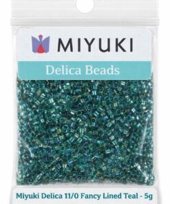Miyuki Delica 11/0 Fancy Lined Teal 5g – japanske cylinderperler til peyote og perlevævning