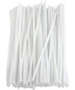 Hvide tynde piberensere 4.5mm x 15.5cm – 100 stk. samlet i et bundt.