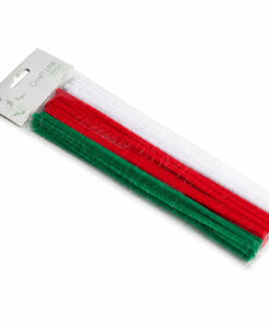 Piberensere rød hvid grøn mix 6 mm x 30 cm 25 stk i original emballage fra Craft Line til hobby, DIY og julepynt.