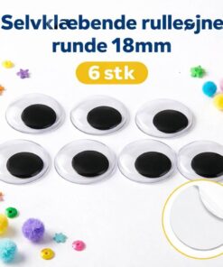 Produktbillede af selvklæbende rulleøjne runde 18mm (6 stk) til hobby og DIY