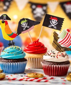 Pirat cupcakes med kagepynt toppers til børnefødselsdag med pirat tema