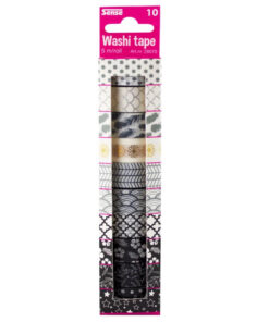Sense Washi tape sort hvide motiver
