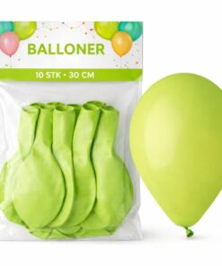 Lime grønne balloner 30 cm 10 stk i pose – latex festballoner