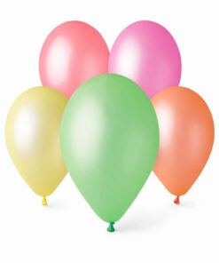 Neon balloner mix 26 cm 8 stk i farverige neon farver på hvid baggrund