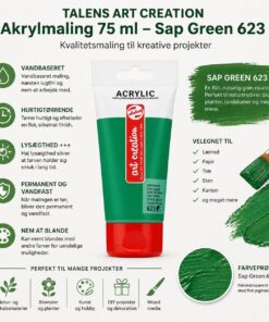 Talens Art Creation akrylmaling 75 ml Sap Green 623 infografik med grøn akrylfarve til kreative hobbyprojekter
