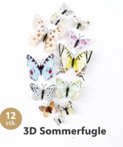 3D sommerfugle vægdekoration 12 stk farverige dekorative sommerfugle til væg