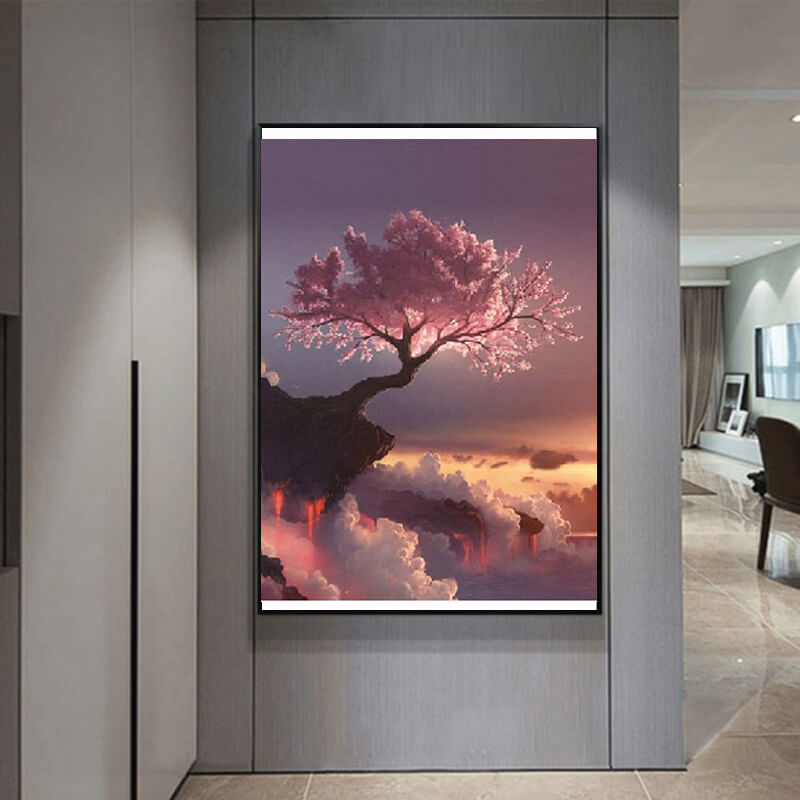 Diamond Painting med træ og lava