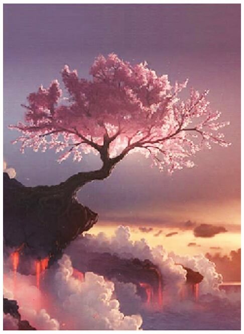 Diamond Painting med træ og lava