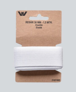 Elastik 30mm flad hvid