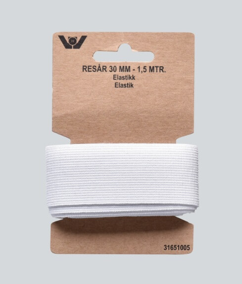 Elastik 30mm flad hvid