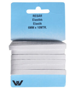 Elastik 6mm flad hvid