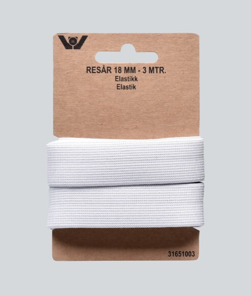 Elastik flad hvid 18mm