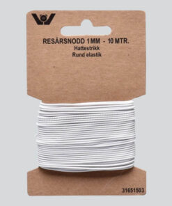 Elastik rund hvid 1mm 10m