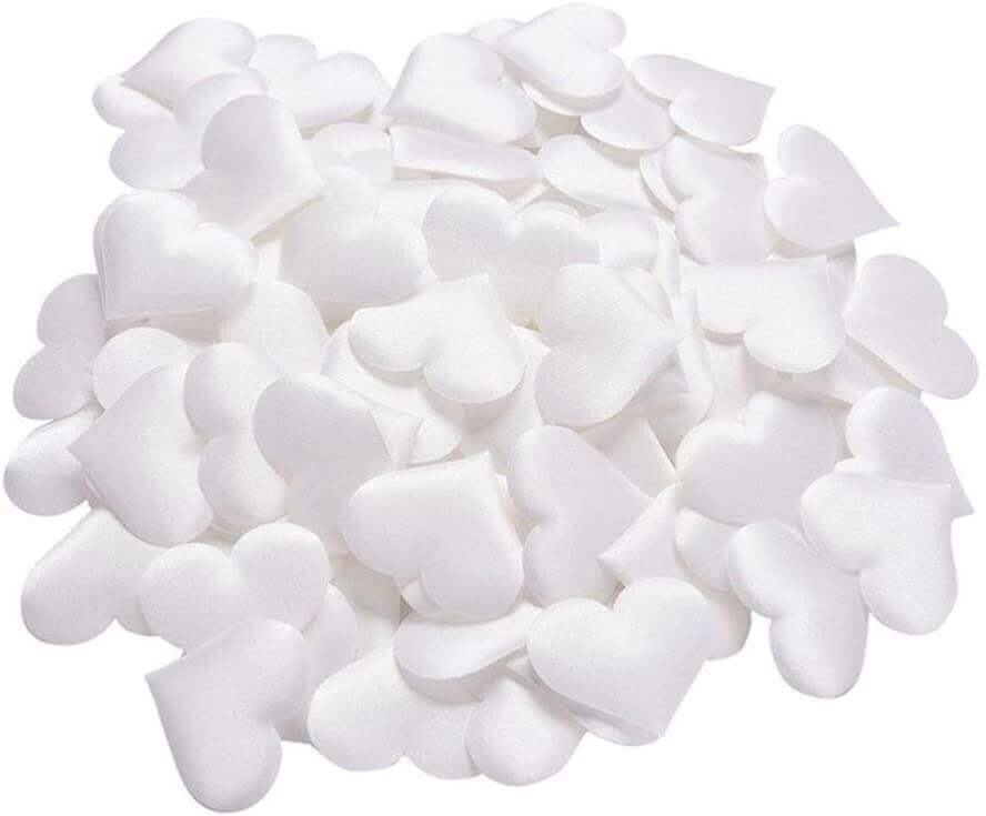 Store hvide stof hjerter