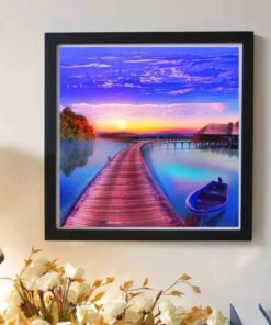 Diamond Painting 40x50cm med solnedgang og badebro