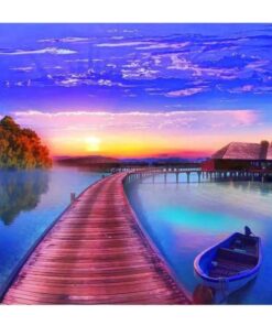 Diamond Painting 40x50cm med solnedgang og badebro