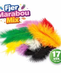 Marabou fjer mix 12 cm – 17 stk farverige hobbyfjer til dekoration, scrapbooking og kreative projekter