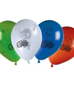 Mighty Avengers balloner 8 stk i grøn, hvid, blå og rød til børnefødselsdag og superhelte fest