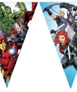 Mighty Avengers flag banner med 9 flag og superhelte motiv til børnefødselsdag og temafest