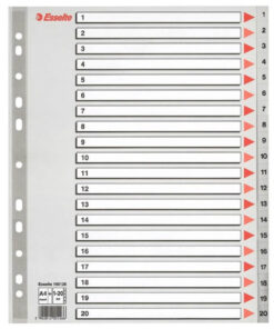 Esselte faneblade 1-20 A4 grå