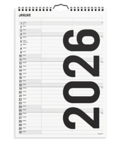 Familiekalender Black and White 2 kolonner 2026