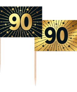 Kageflag 90 år sort guld