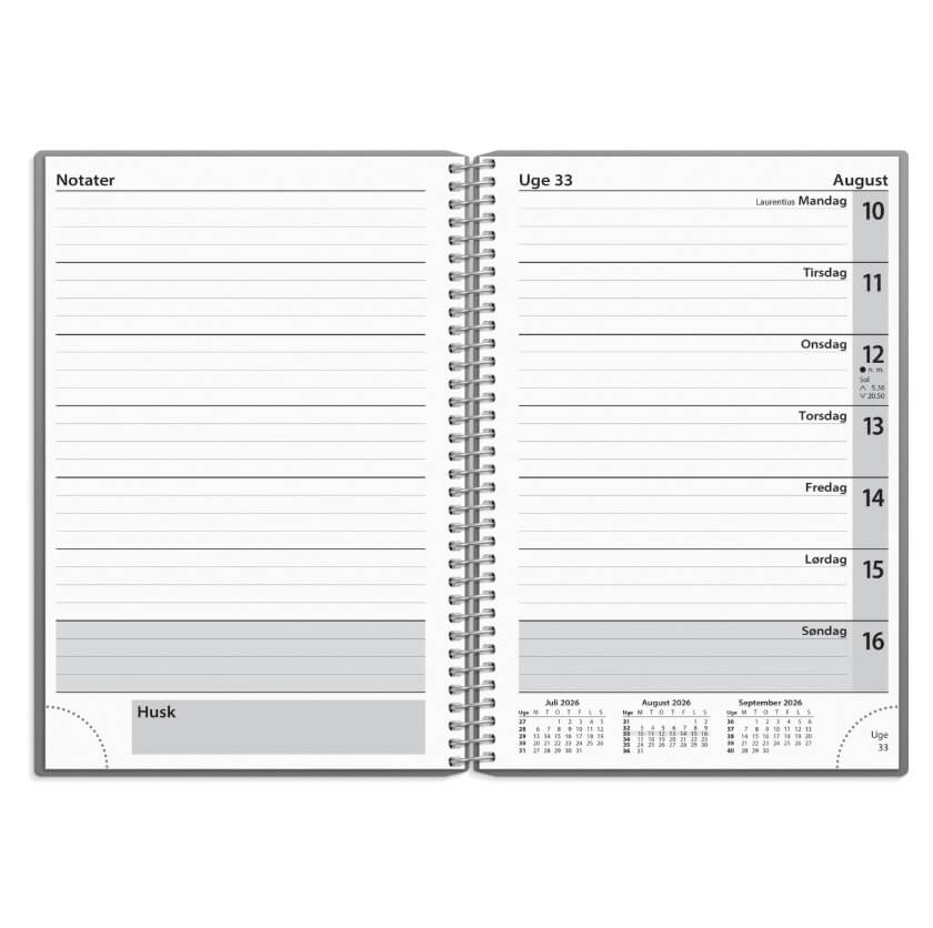 Mayland ugekalender tværformat grå PP-plast 2026