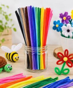 Chenille piberenser mix 6mm 30cm i kreativt hobby miljø med blomster og figurer lavet af piberensere