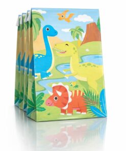 Dinosaur slikposer papir 8 stk med farverigt dinosaur design til børnefødselsdag