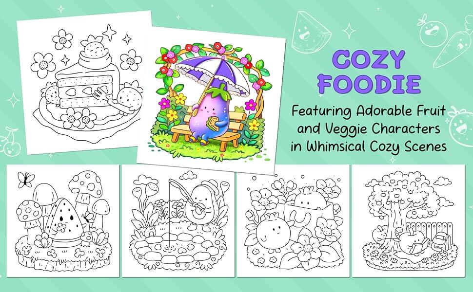 Malebog Cozy Foodie - Cozy Coloring - Coloring Book Cafe