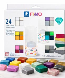 FIMO Effect sæt med 24 farver polymerler fra Staedtler med glitter, metallic og translucent effekter til smykker og hobbyprojekter