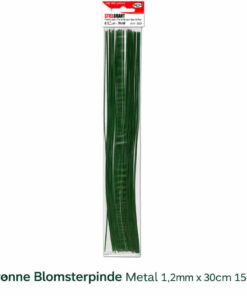 Grønne blomsterpinde i metal 1,2 mm x 30 cm – 15 stk til DIY papirblomster