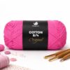 Mayflower Cotton 8/4 bomuldsgarn i pink farve med hæklenåle – klassisk bomuldsgarn til strik og hækling