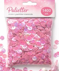 Palietter 6 mm lyserøde iriserende – pakke med ca. 1400 stk til hobby, scrapbooking og dekoration
