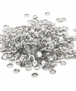 Sølv palietter 6 mm med hul til syning – 1400 stk