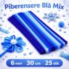 Piberensere Blå Mix 6 mm 30 cm 25 stk i blå nuancer til hobby og DIY pynt