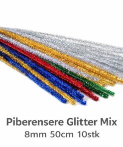 Produktbillede af piberensere glitter mix 8mm 50cm 10 stk