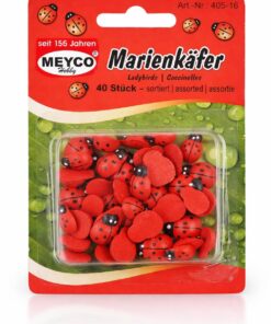 Pakke med små træ mariehøns 40 stk 10x15 mm til hobby, DIY og dekoration