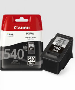 Original Canon PG-540 sort blækpatron og emballage på lys baggrund.